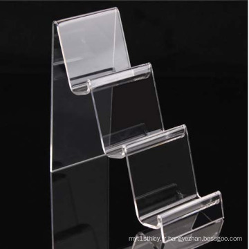 3 étapes Clear Perspex Wallet Display Show Stands, étagère acrylique